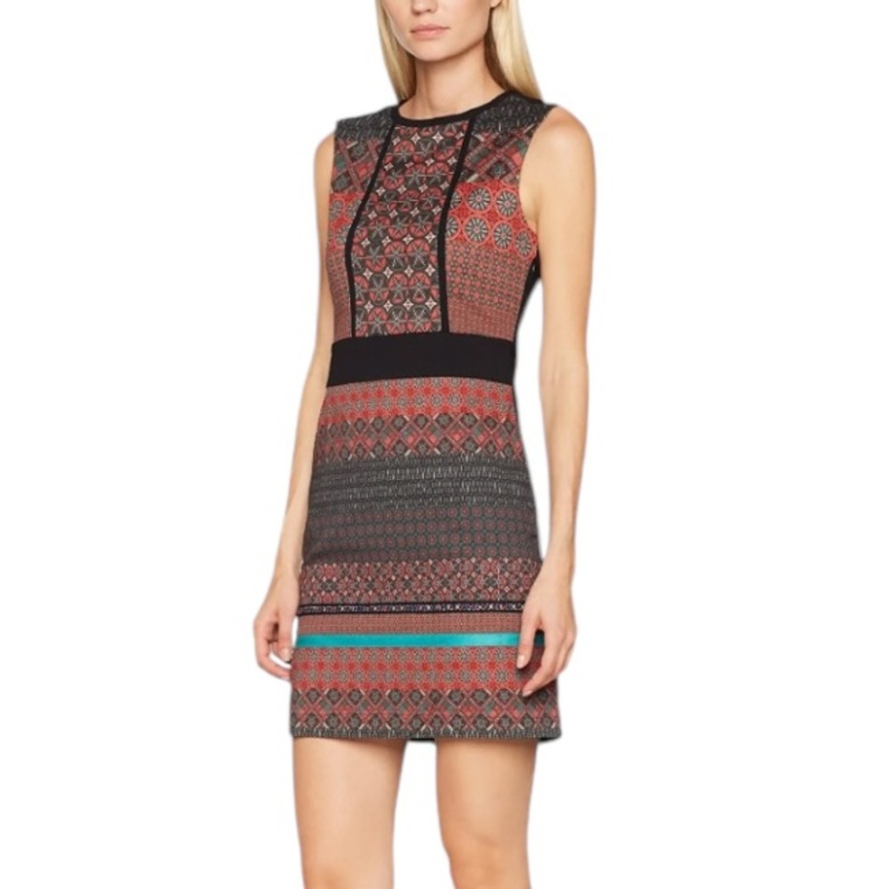 Desigual Birmania Geometric Printed Woven Sleeveless Sheath Mini Dress - XS